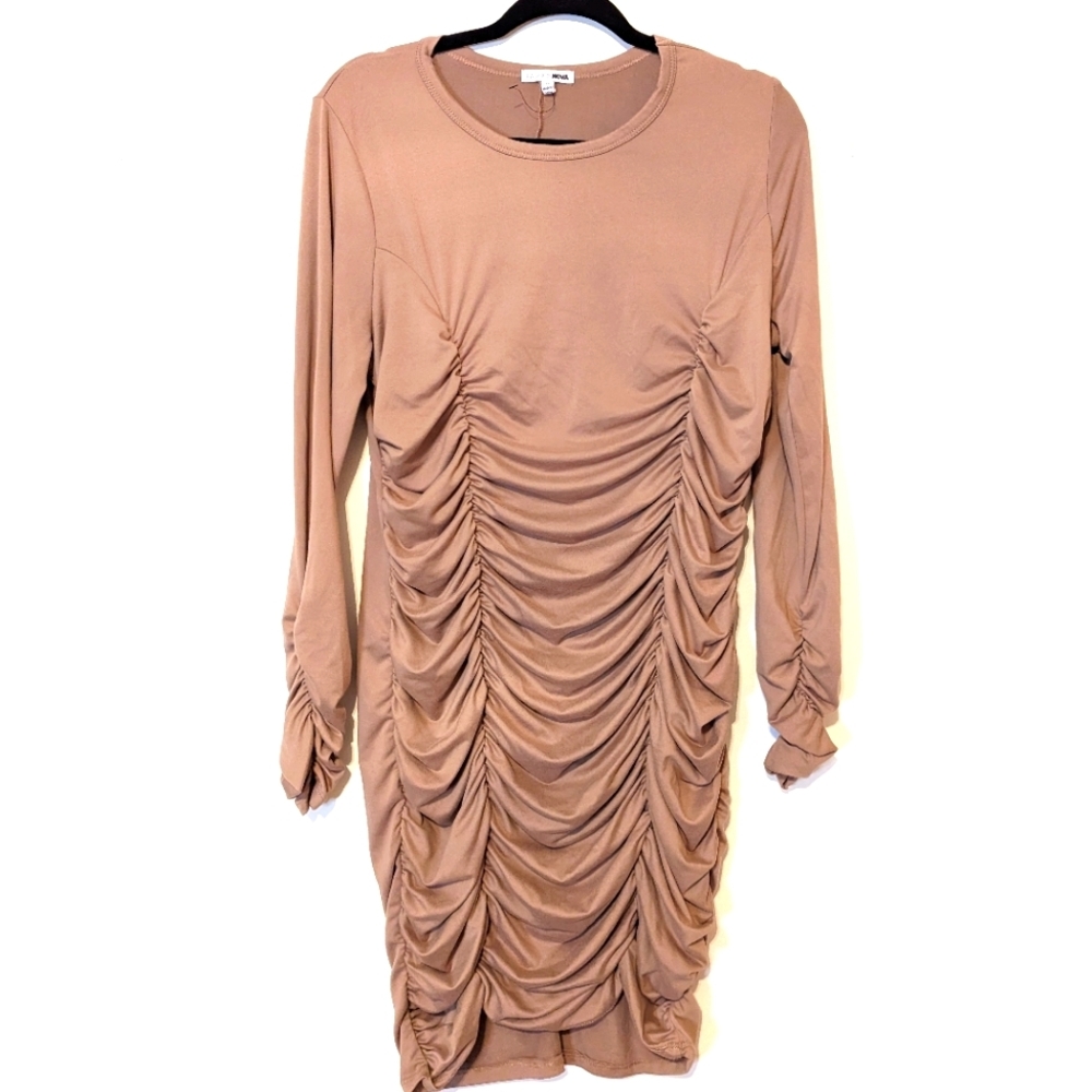 Light Brown Ruched Dress